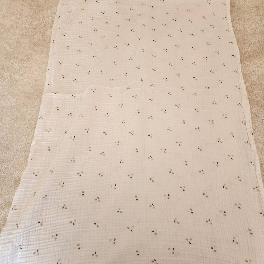 Cloud Island Cream Floral Patterned Baby Reveiving Blanket. Light Weight Gauze